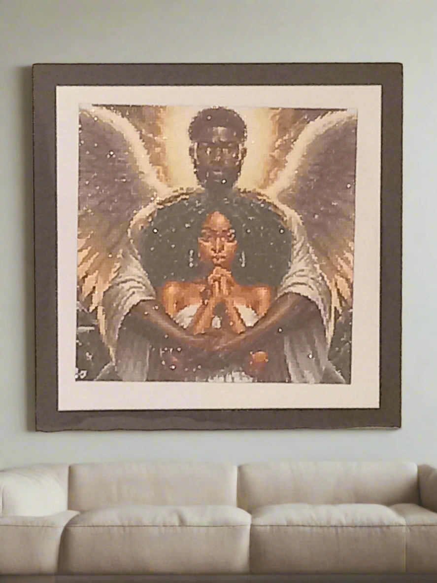 2pcs Diamond Art Guardian Angel Picture & Frame Set
