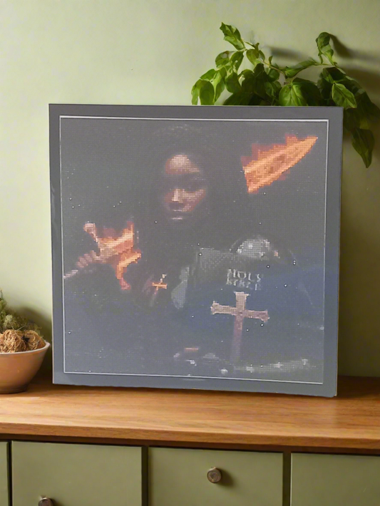 2pcs Pre-Made Diamond Art 'No Weapon Formed' Picture & Frame Set