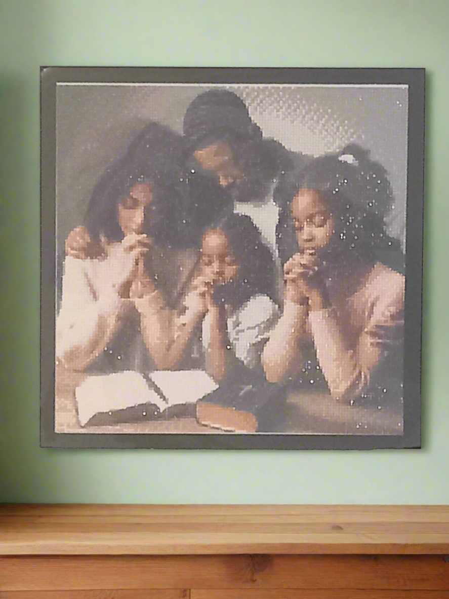 2pcs Diamond Art Praying Family Picture & Frame Set