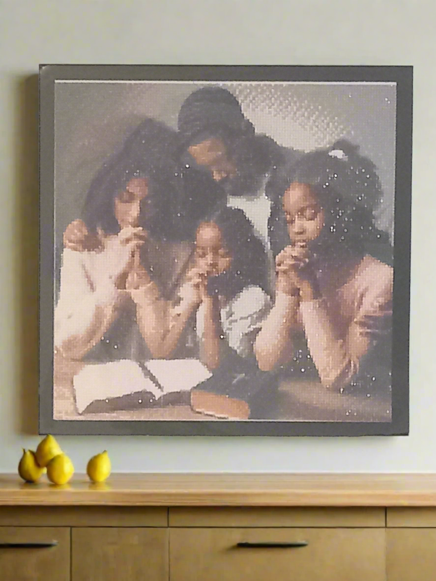 2pcs Diamond Art Praying Family Picture & Frame Set