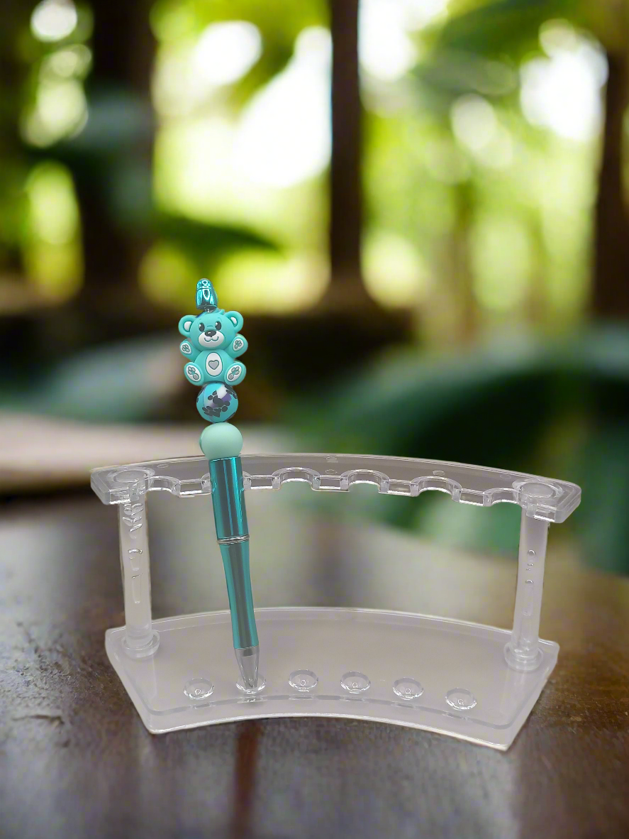 1pc Beadable Bear Pen, Black Refillable Ink