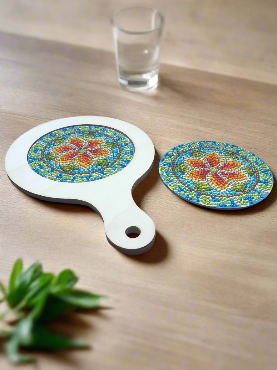 2pcs Diamond Art Food Tray & Coaster Set