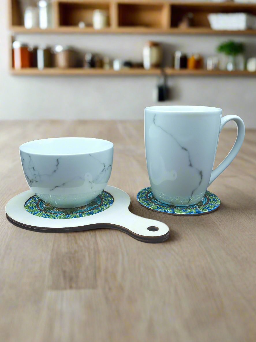 2pcs Diamond Art Food Tray & Coaster Set