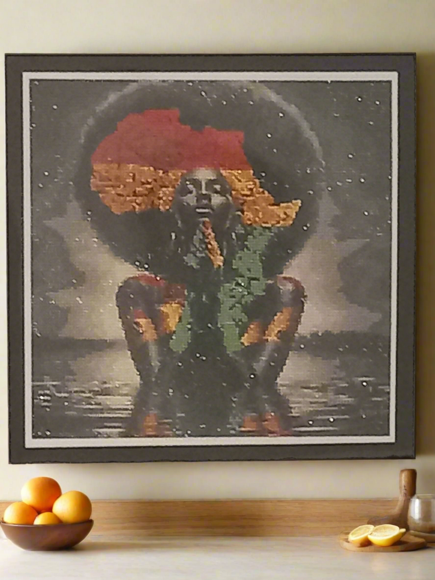 2pcs Diamond Art African Woman Picture & Frame Set