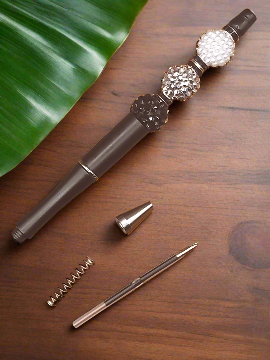 1pc Beadable Pen, Black Refillable Ink