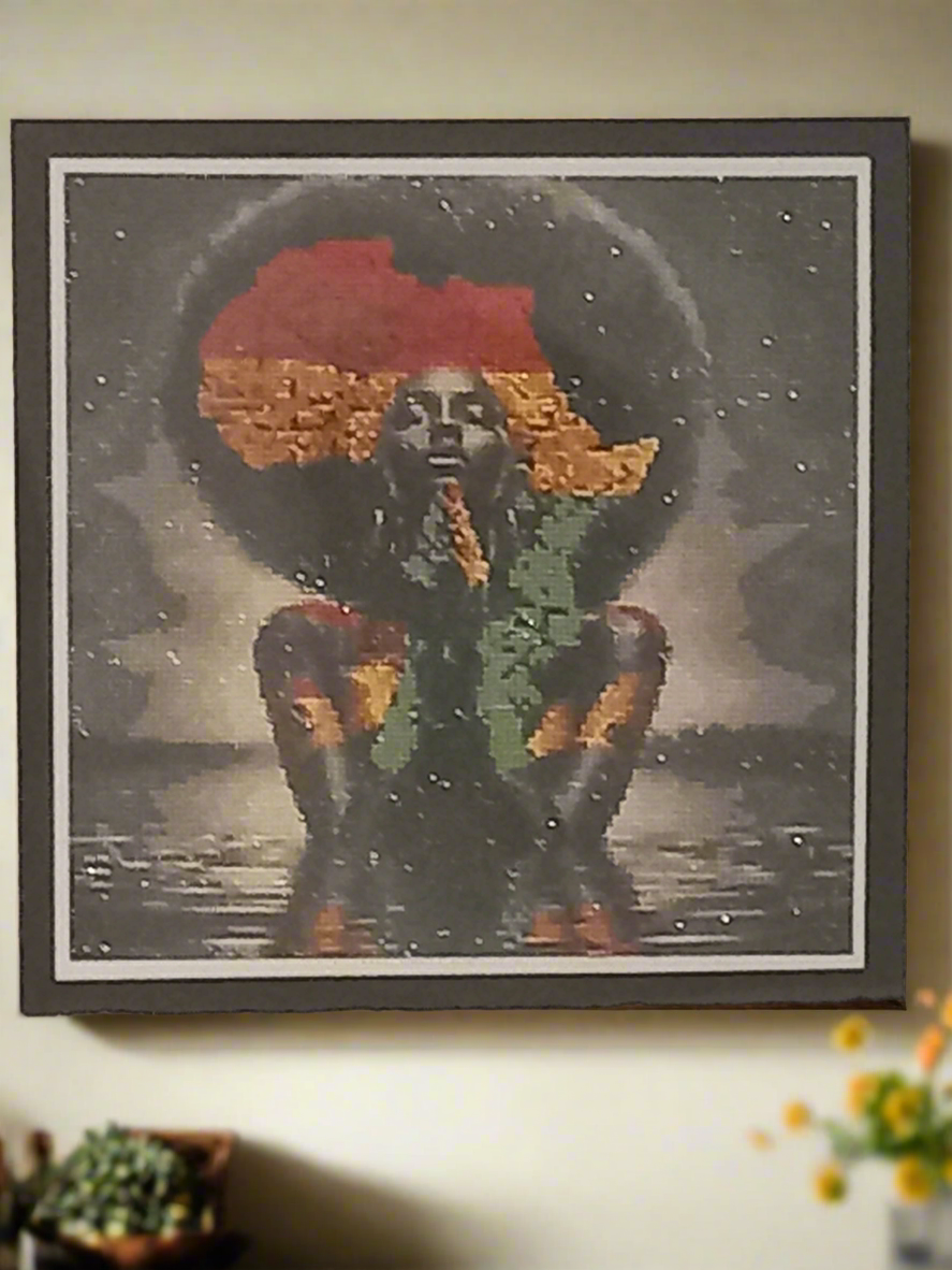 2pcs Diamond Art African Woman Picture & Frame Set