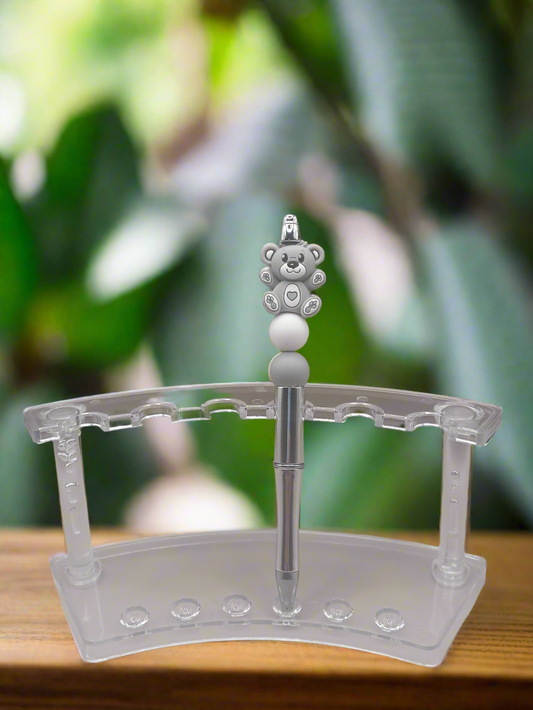 1pc Pre-Made Beadable Bear Pen, Black Refillable Ink