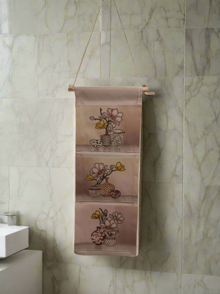 1pc Pre-Made Diamond Art Three Section Flowers Hanging Storage