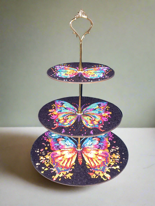 1pc Pre-Made Diamond Art Three Tier Butterfly Cake Stand
