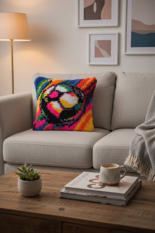 1pc Pre-Made Latch Hook Football Cushion Cover