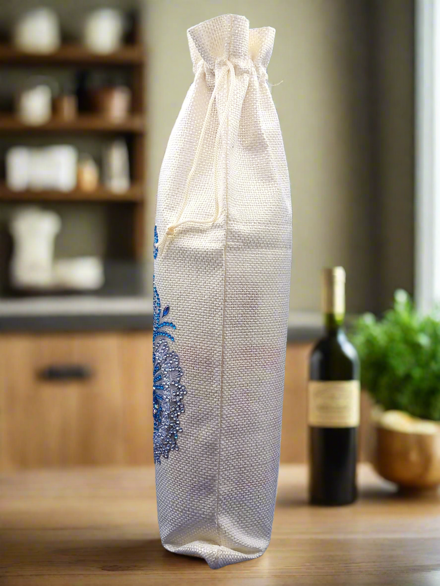 1pc Diamond Art Blue Pattern Wine Bag