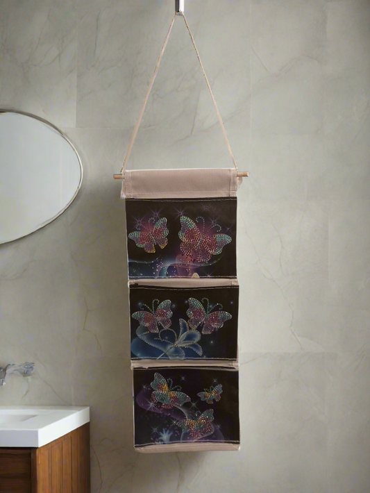 1pc Pre-Made Diamond Art Three Section Butterfly Hanging Storage