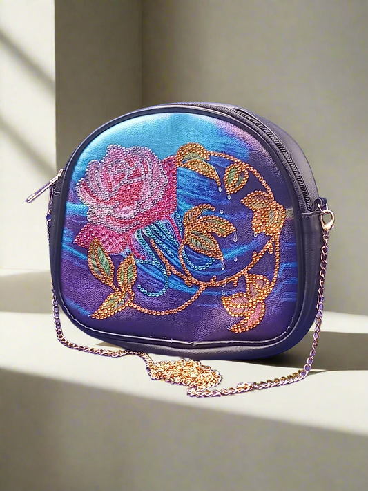 1pc Pre-Made Diamond Art Rose Crossbody Handbag