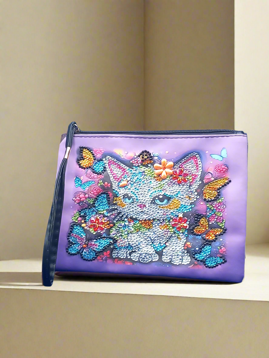 1pc Pre-Made Diamond Art Kitten Clutch Bag