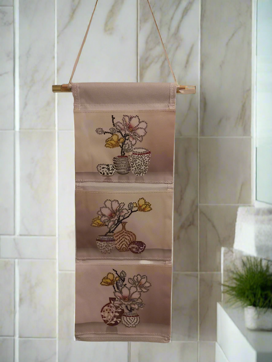 1pc Pre-Made Diamond Art Three Section Flowers Hanging Storage