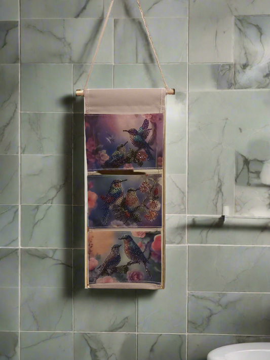 1pc Pre-Made Diamond Art Three Section Birds Hanging Storage