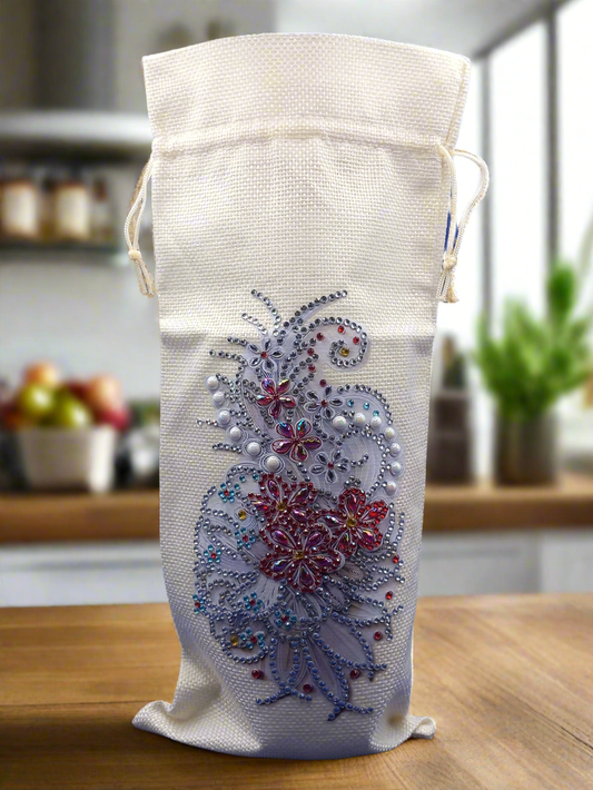 1pc Pre-Made Diamond Art Red Pattern Wine Bag