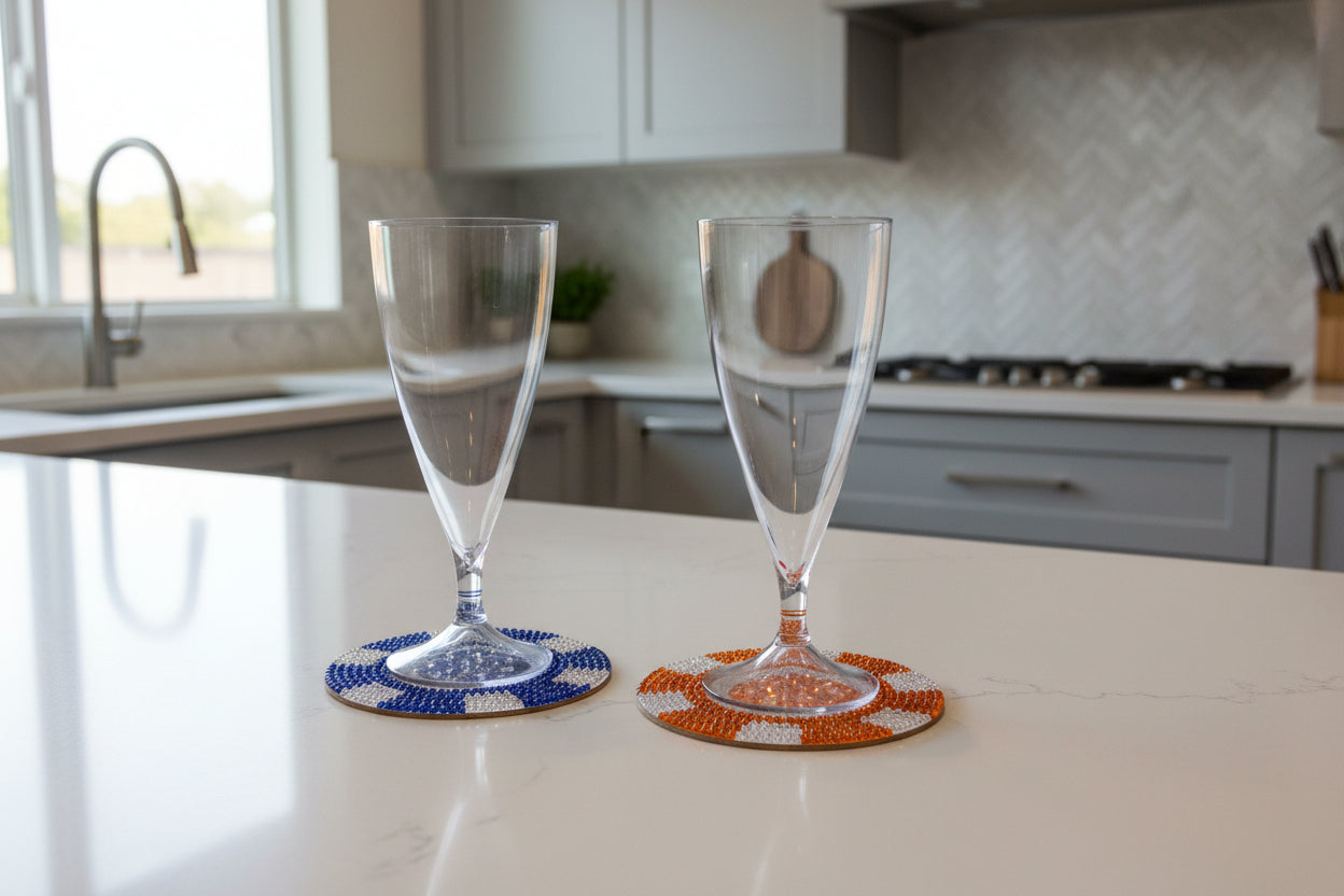 9pcs Pre-Made Diamond Art 'Poker Chips' Coaster & Stand Set