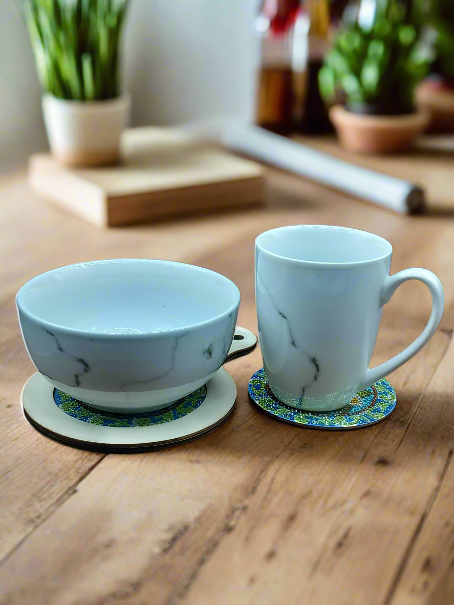 2pcs Diamond Art Food Tray & Coaster Set