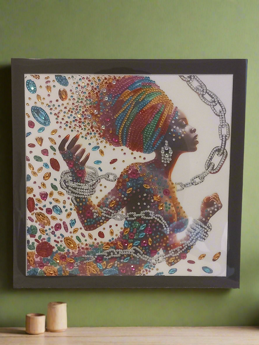 2pcs Pre-Made Diamond Art 'Shackle Free' Picture & Frame Set