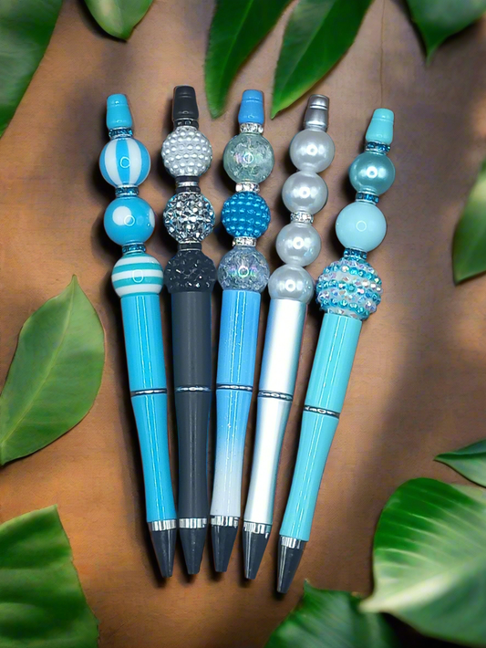 1pc Beadable Pen, Black Refillable Ink