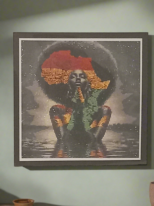 2pcs Diamond Art African Woman Picture & Frame Set