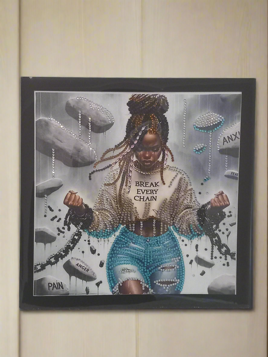 2pcs Diamond Art 'Break Every Chain' Picture & Frame Set