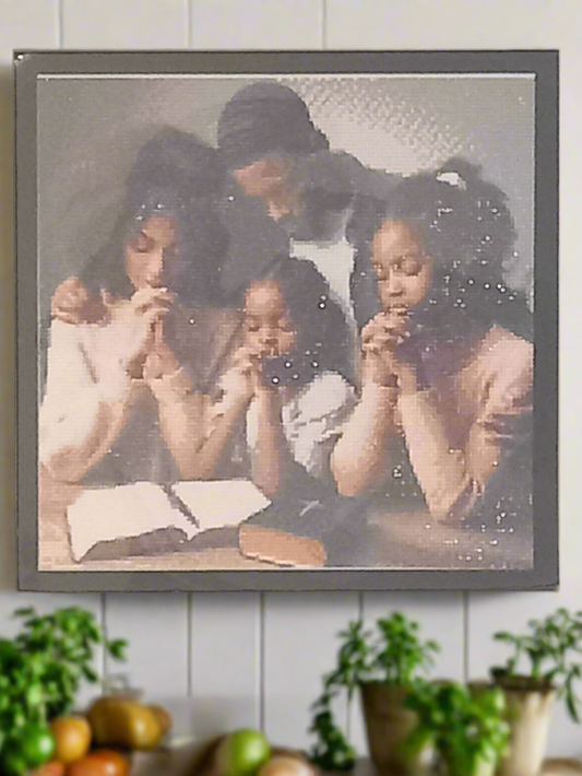 2pcs Diamond Art Praying Family Picture & Frame Set