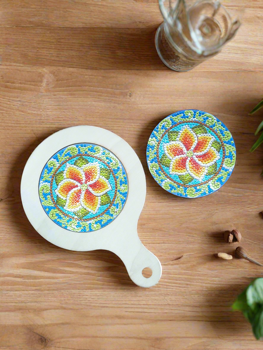 2pcs Diamond Art Food Tray & Coaster Set