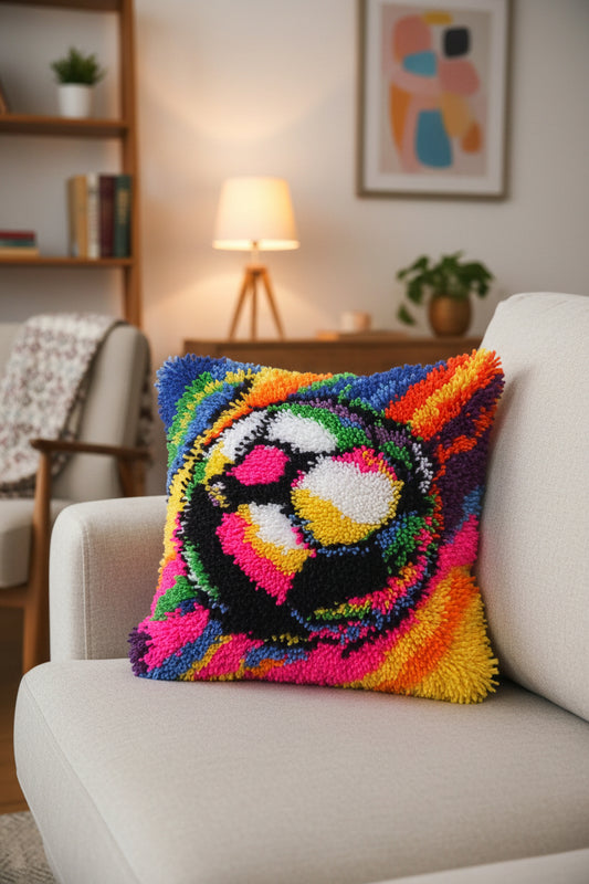 1pc Pre-Made Latch Hook Football Cushion Cover