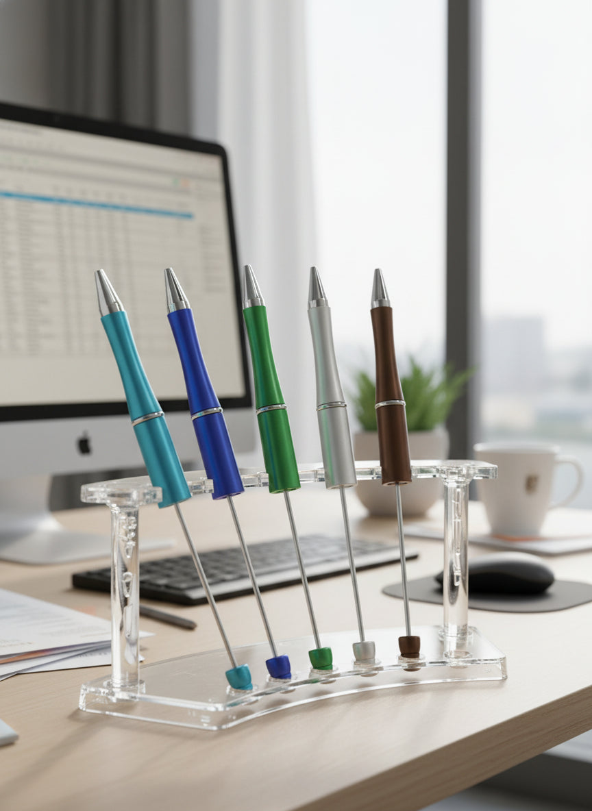 1pc DIY Beadable Pen, Black Refillable Ink