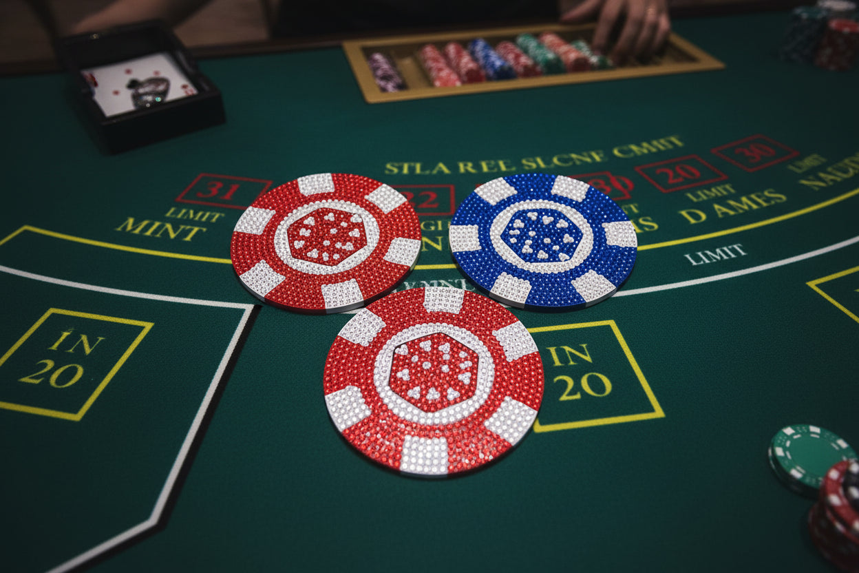 9pcs Pre-Made Diamond Art 'Poker Chips' Coaster & Stand Set