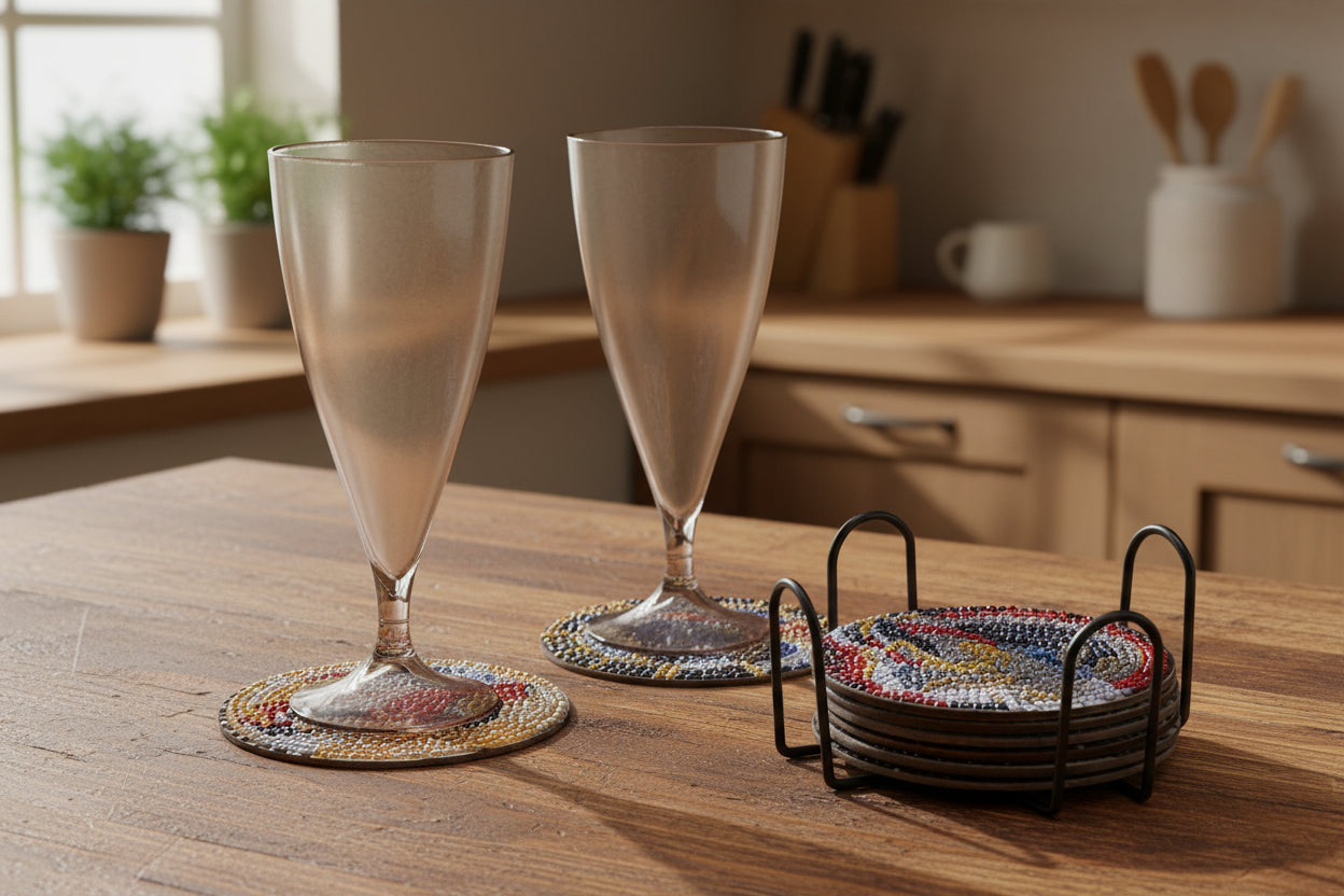 9pcs Pre-Made Diamond Art Classic Car Coaster & Stand Set