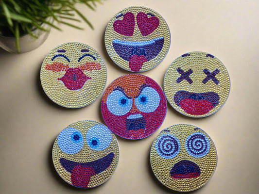 7pcs Diamond Art Emoji Coaster & Stand Set