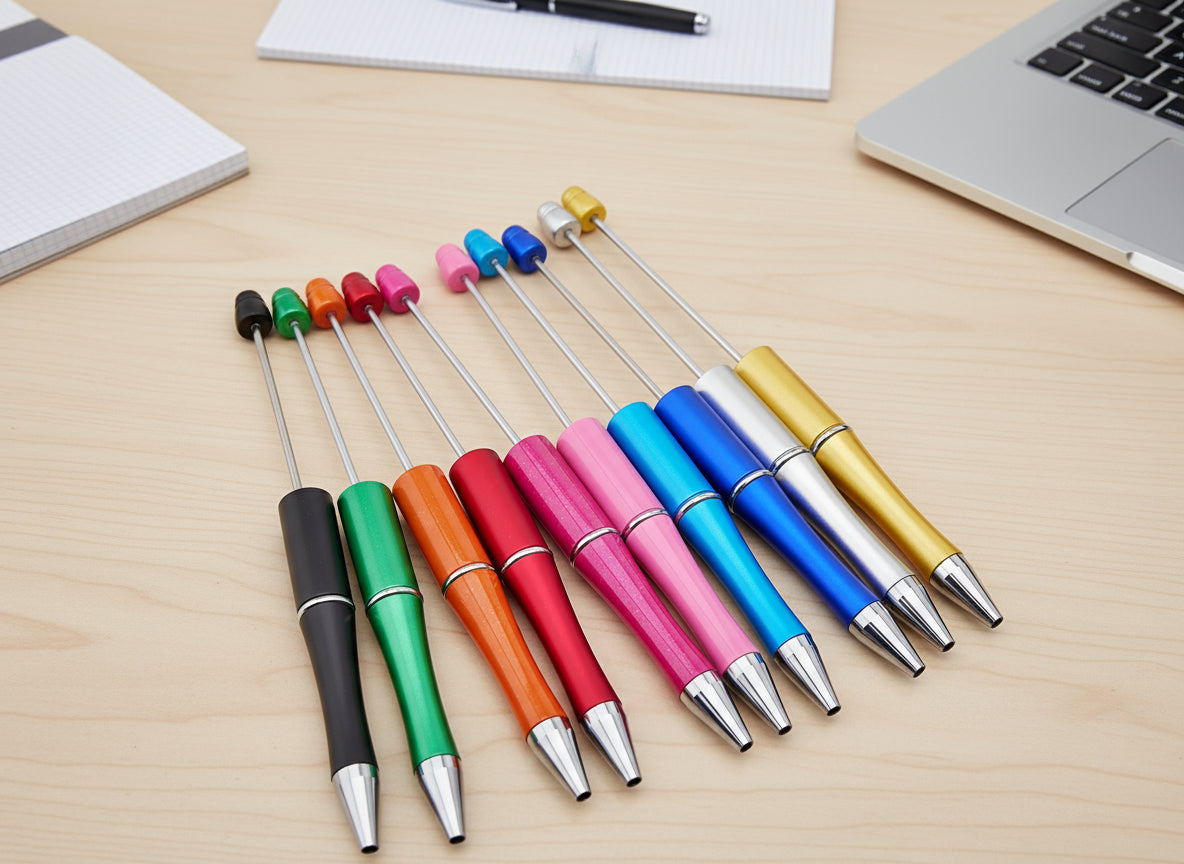 1pc DIY Beadable Pen, Black Refillable Ink