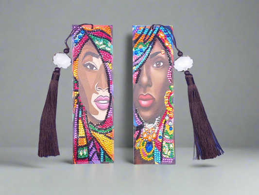 2pcs Diamond Art Black Women Bookmark Set