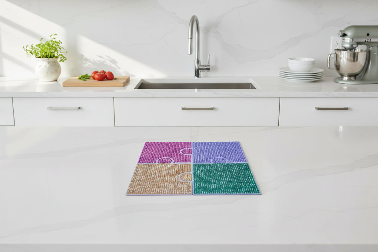 4pcs Pre-Made Diamond Art Jigsaw Puzzle Coaster - Block Colour